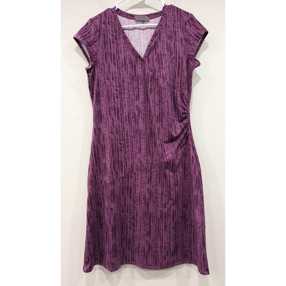 Athleta Geometric Nectar Purple Ruched Side Dress Size Medium - Picture 5 of 5